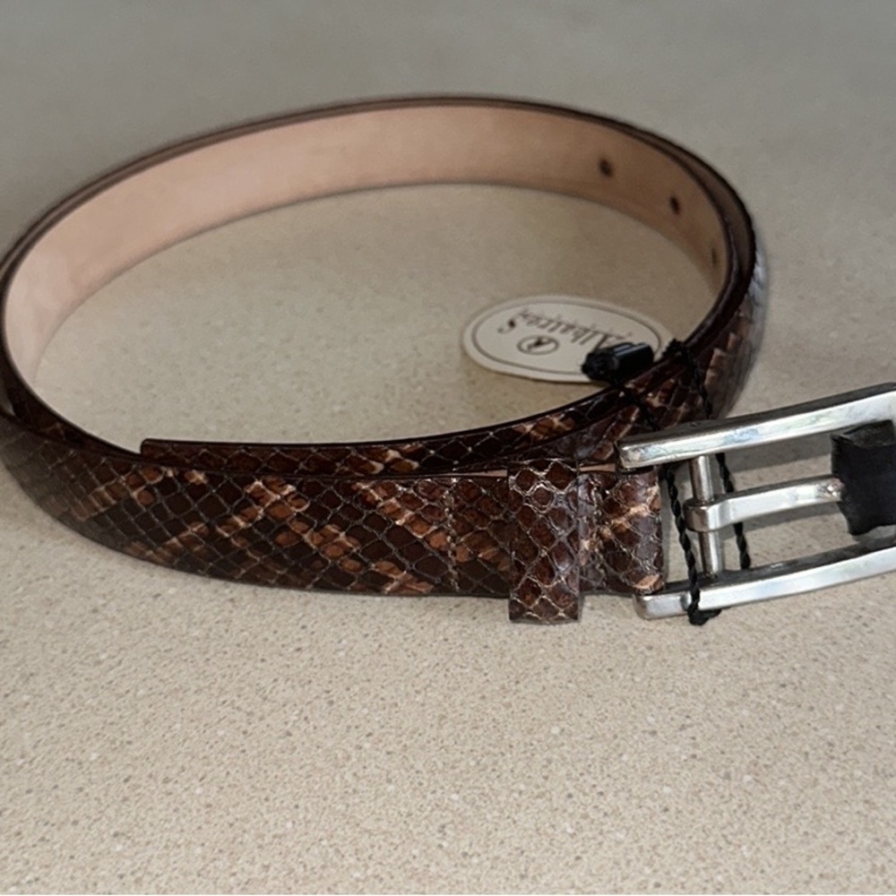 NWT ALBATROS XL Snake Embossed Leather Skinny Belt